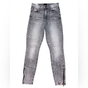 Mother The Swooner Ankle Zip Jeans Static Light Gray Size 27